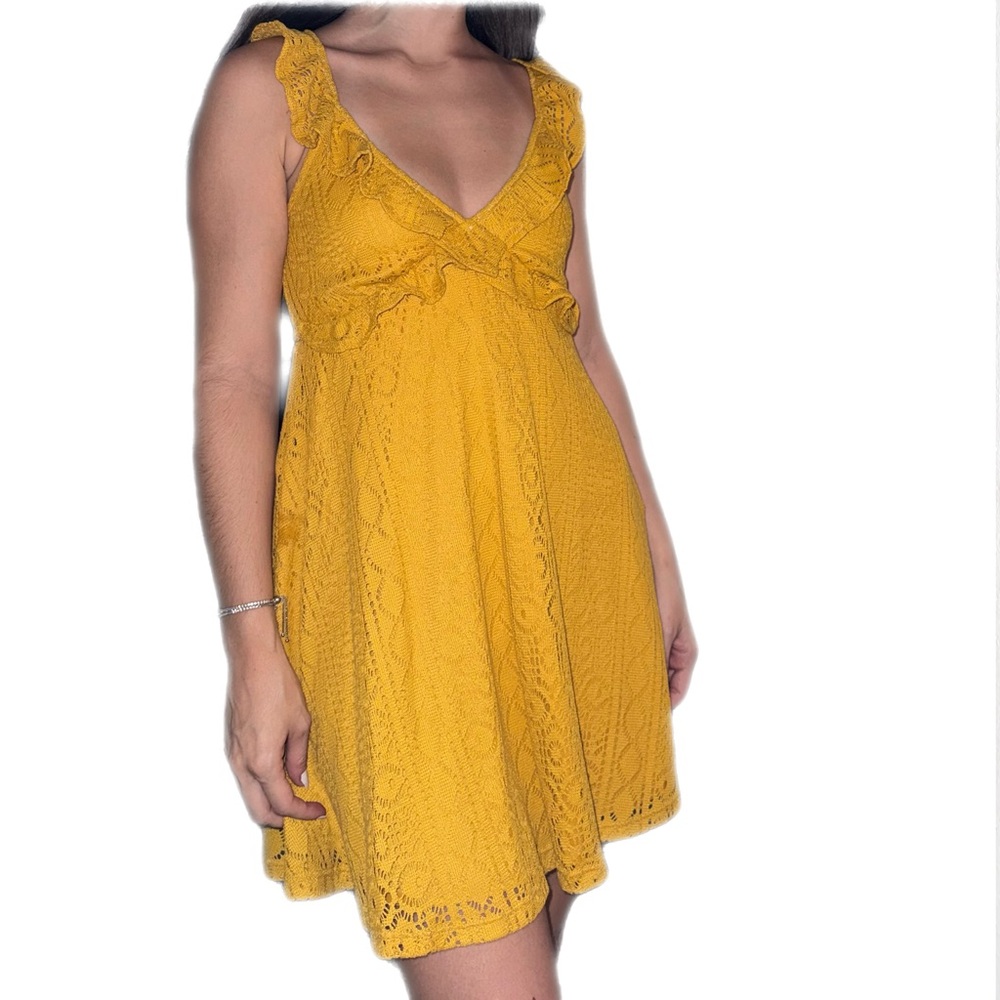 Yellow Lace Mini Dress